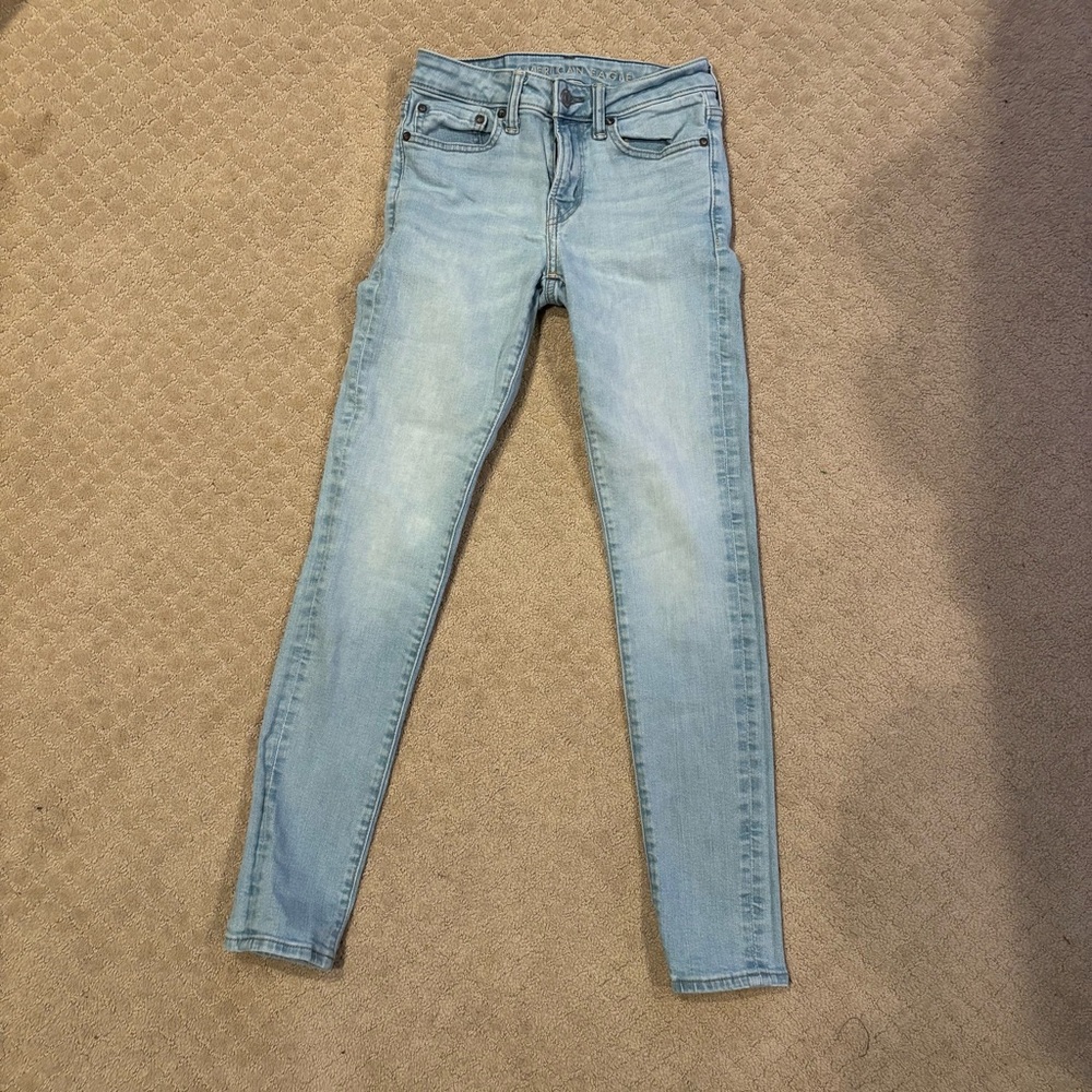American Eagle Outfitters Airflex+ Light Blue Skinny Jeans 26x30